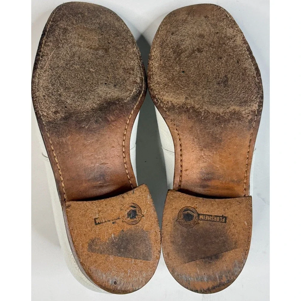 Florsheim Men's Vintage 1970's-80's White Slip On Leather Loafer Size 7.5‎ D
